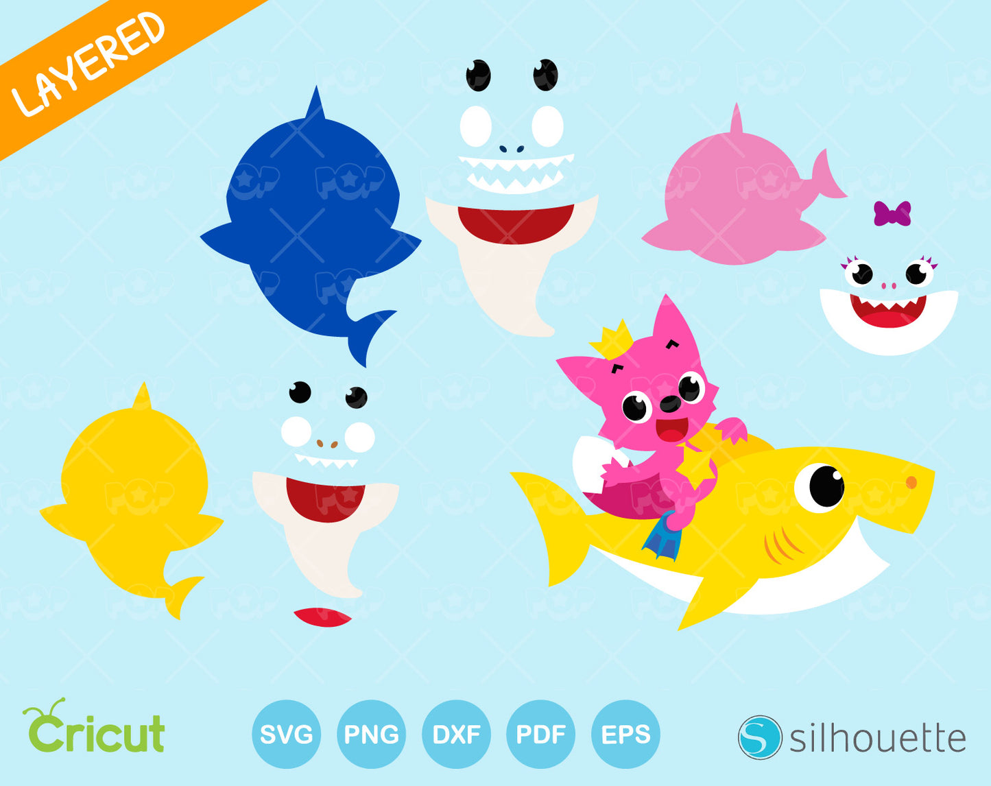Baby Shark clipart bundle, Baby Shark svg cutting files for Cricut / Silhouette, Baby Shark png, instant download