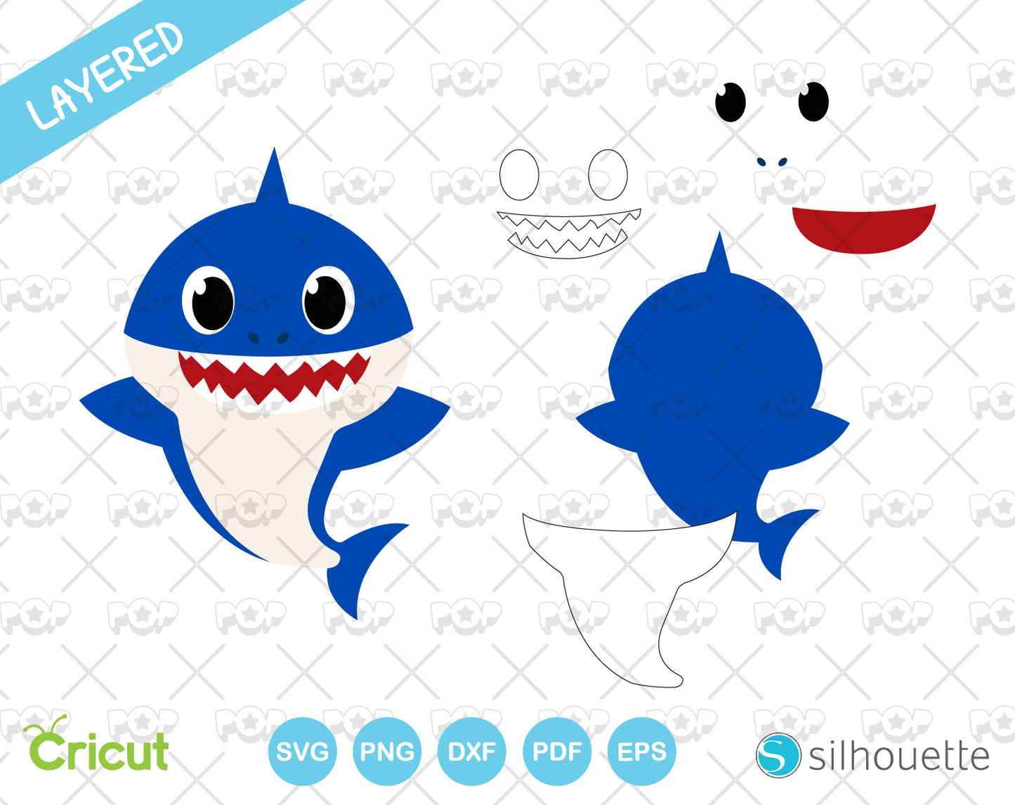 Baby Shark clipart bundle, SVG cut files for Cricut / Silhouette, SVG, PNG, DXF, instant download