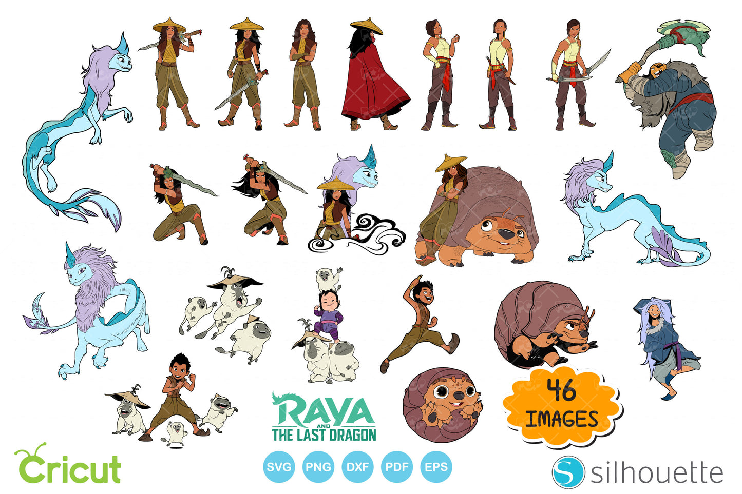 Raya and the Last Dragon clipart bundle, Raya SVG cut files for cricut silhouette, SVG, PNG, DXF, instant download