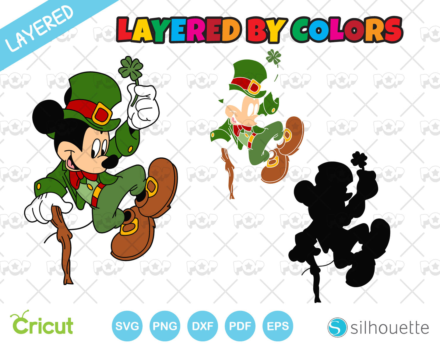 Mickey Saint Patrick's Day clipart bundle, SVG cut files for Cricut / Silhouette, instant download