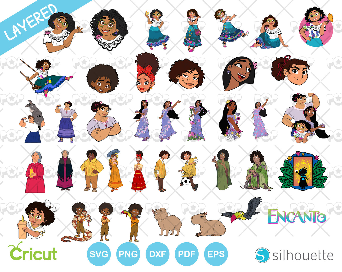 Disney Encanto 80 cliparts bundle, SVG cutting files for cricut silhouette, SVG, PNG, DXF, instant download