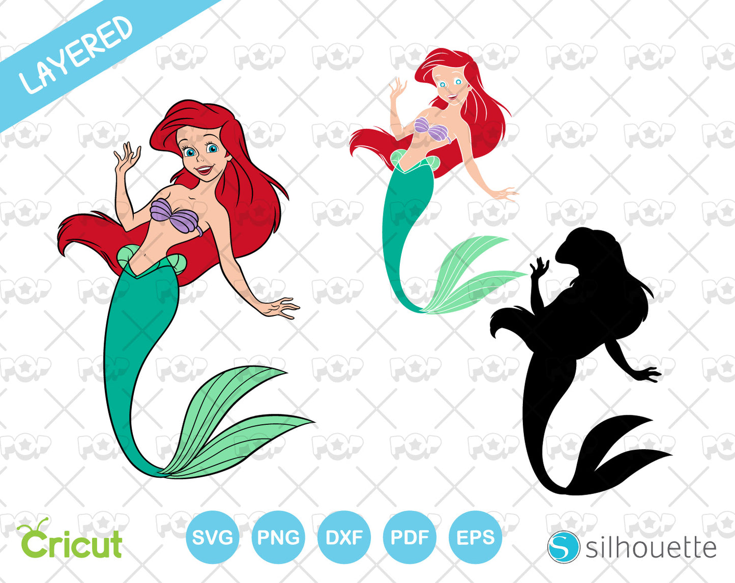 The Little Mermaid clipart bundle, SVG cutting files for cricut silhouette, SVG, PNG, DXF, instant download