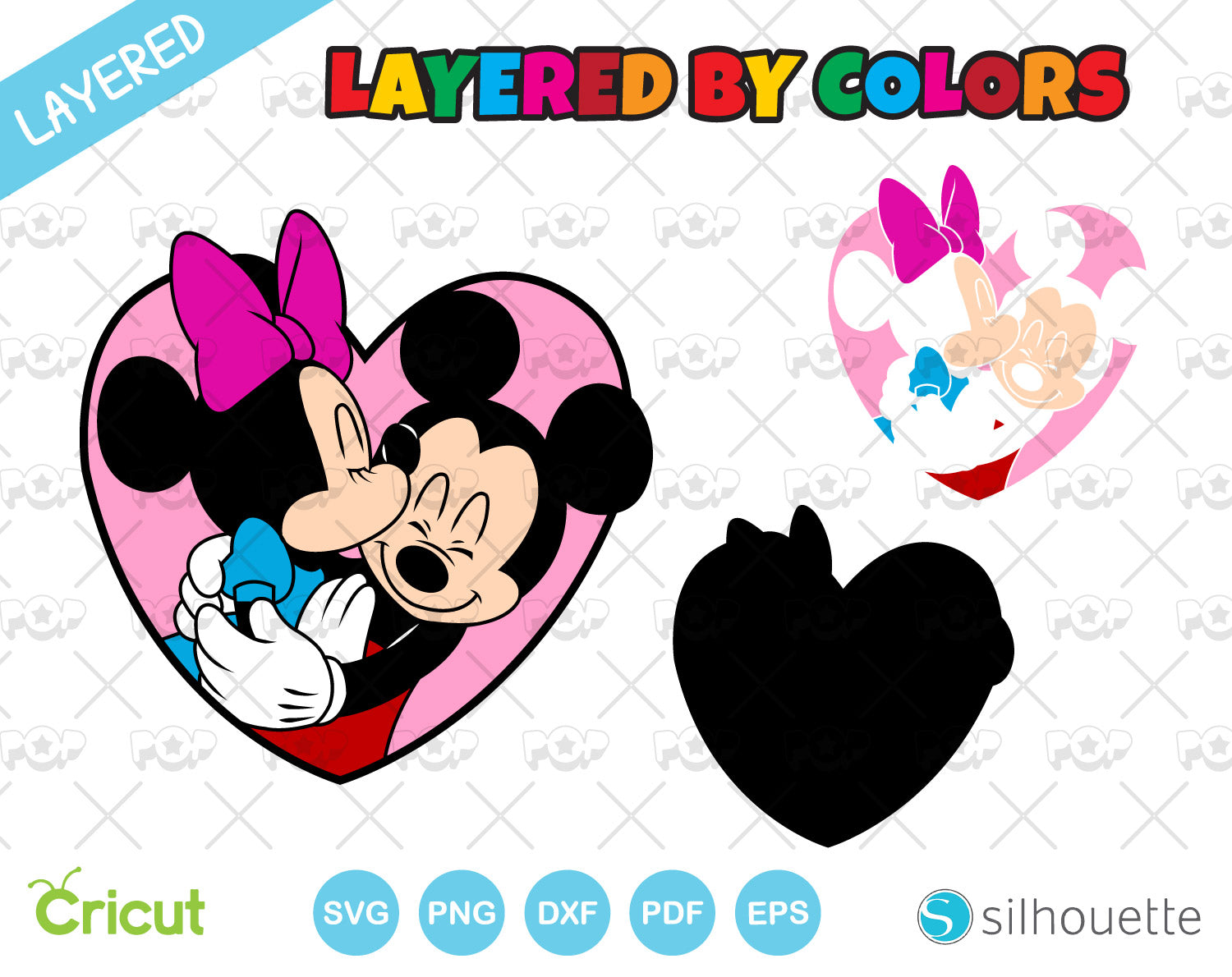 Mickey and Minnie Valentine's Day SVG Cut File