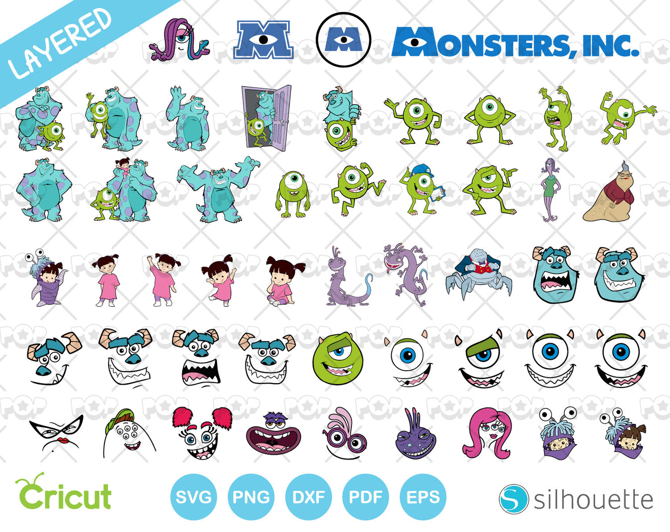 Monsters Inc Clipart Bundle, SVG Cut Files For Cricut / Silhouette, PNG ...