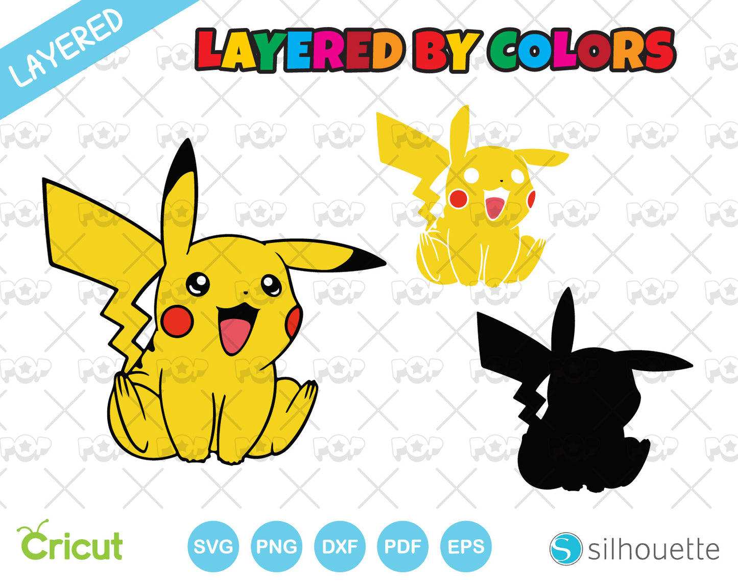 Pikachu clipart bundle + Alphabet, Pokemon SVG cut files for cricut silhouette, SVG, PNG, DXF, instant download