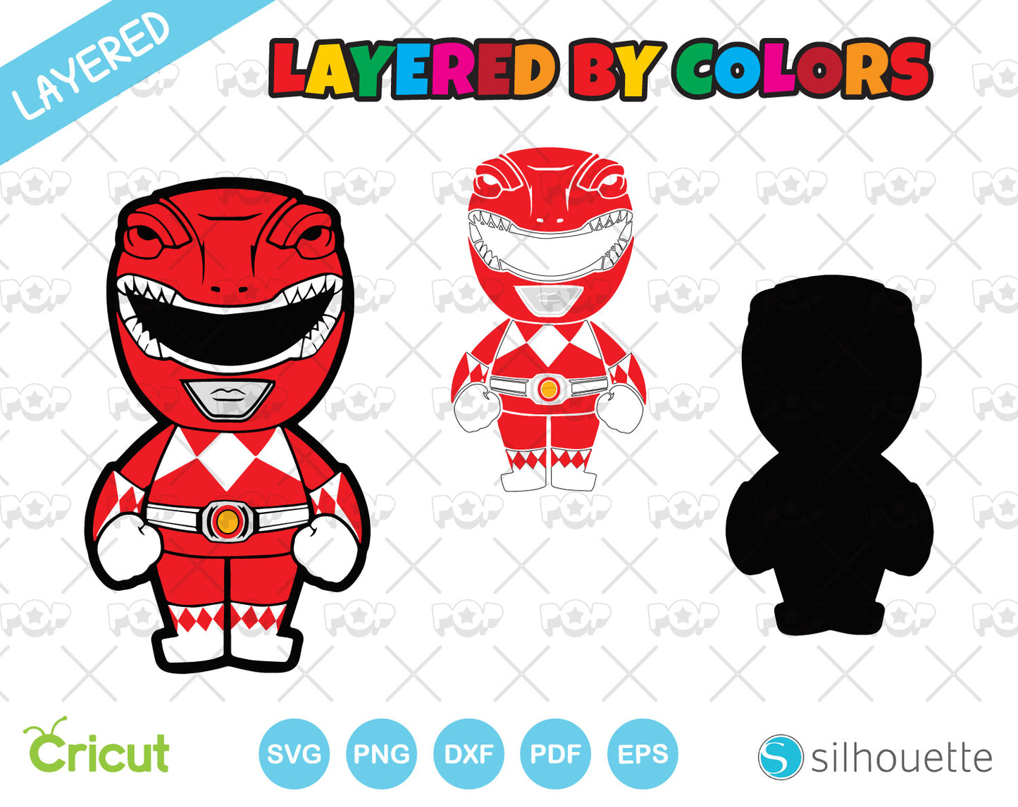 Mighty Morphin Power Rangers clipart bundle, SVG cut files for Cricut / Silhouette, PNG, DXF, instant download