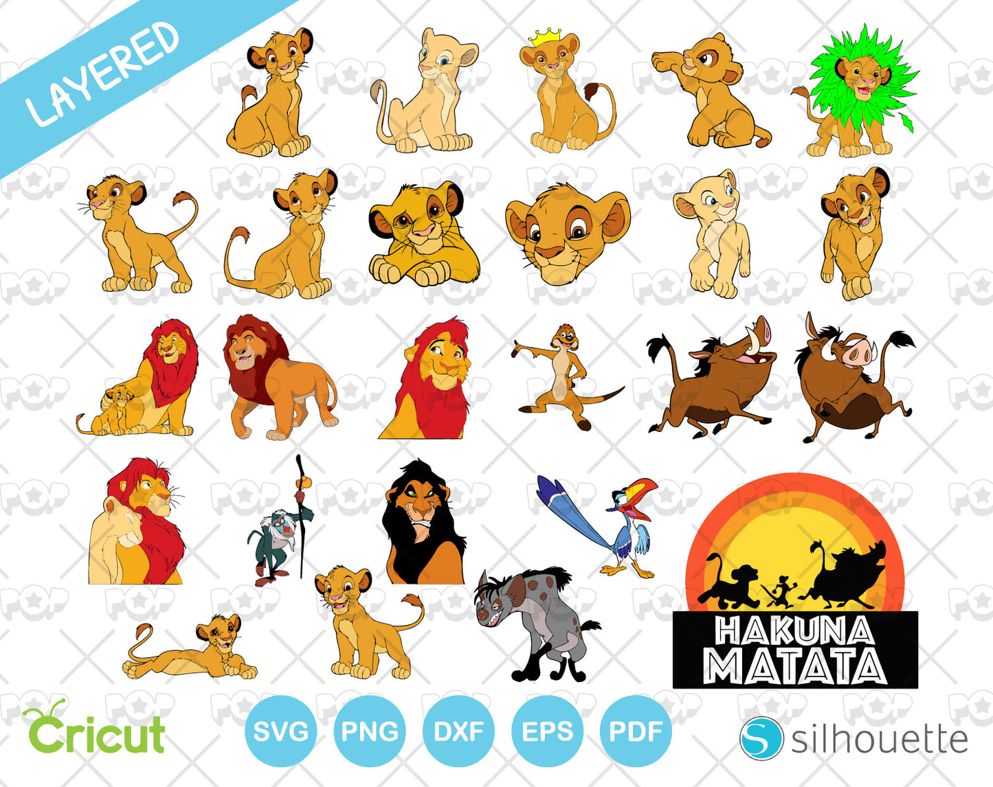 The Lion King 55 cliparts bundle, SVG cut files for Cricut Silhouette, SVG PNG DXF, instant download