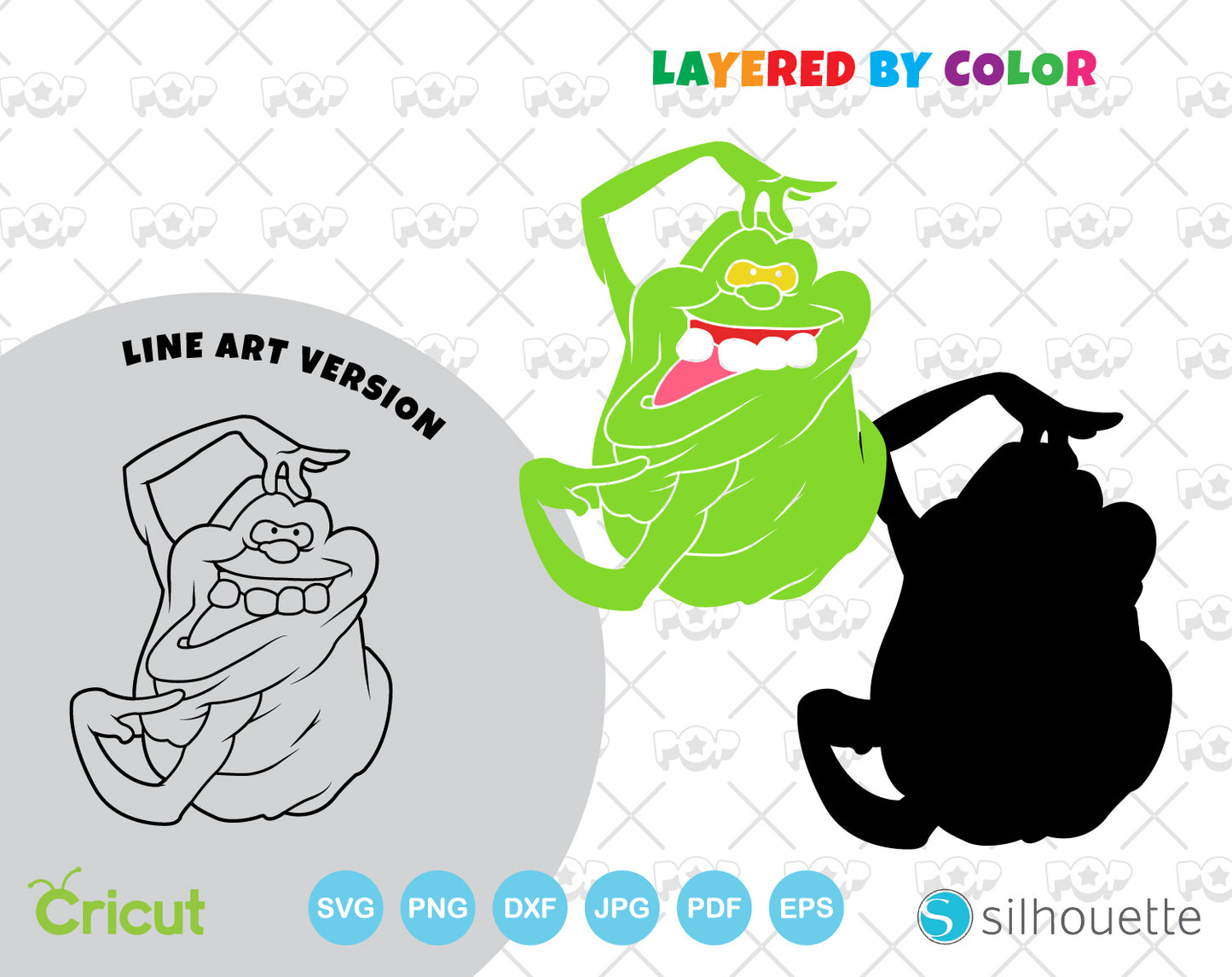 Ghostbusters Slimer clipart bundle, SVG cut files for Cricut / Silhouette, PNG DXF, instant download