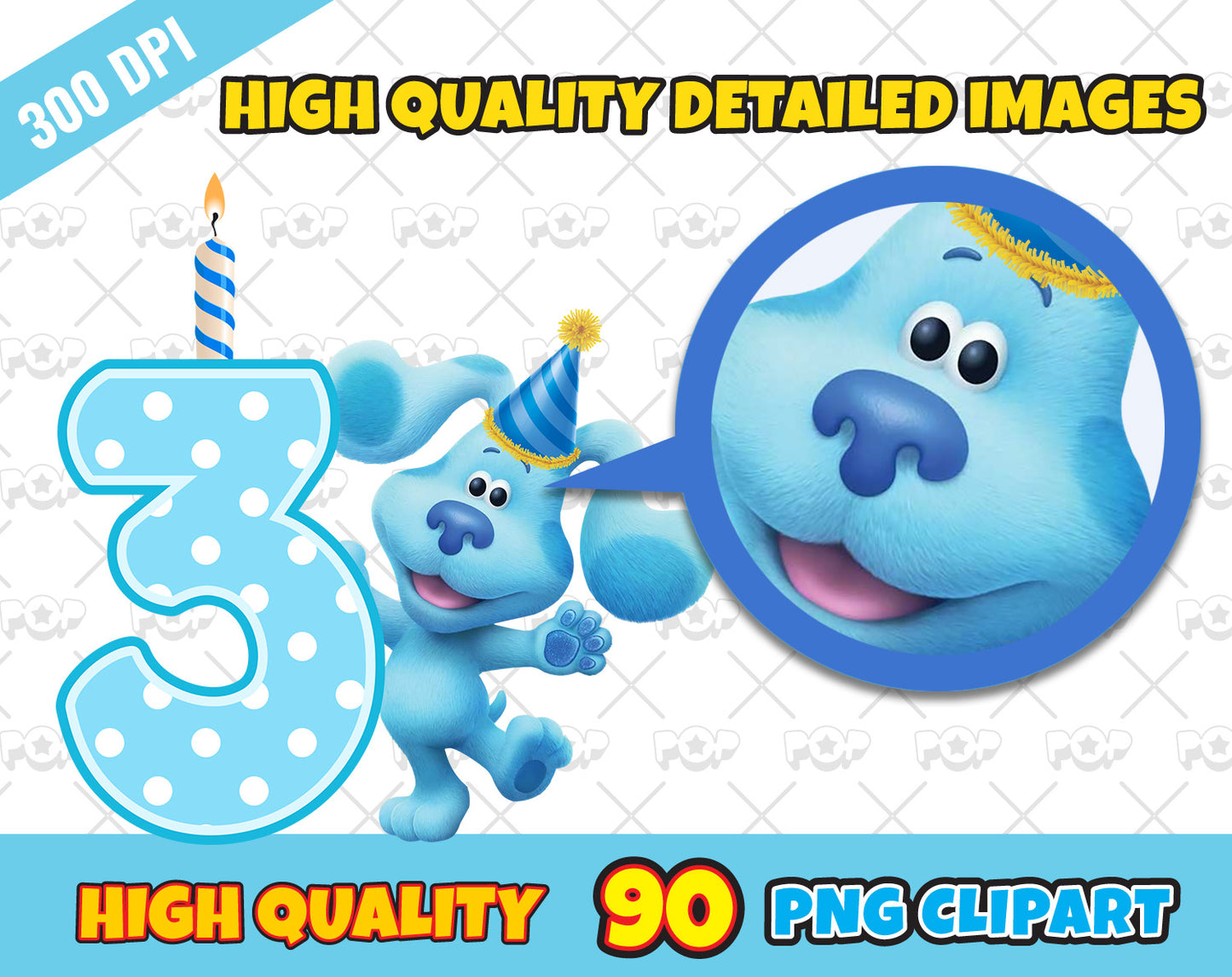 Blue's Clues Birthday Clipart PNG, Blues Clues Bday png cut file for Cricut Silhouette, instant download