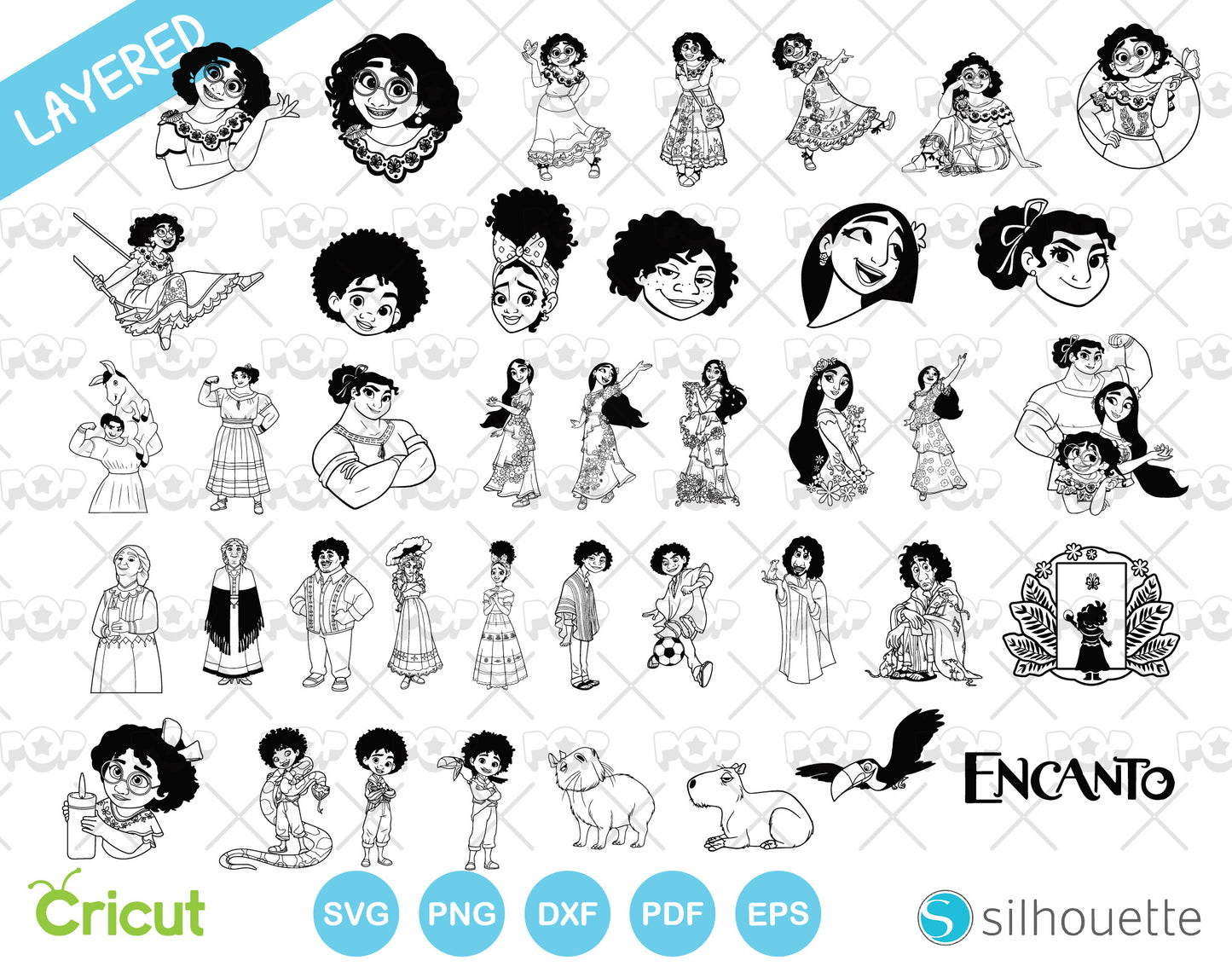 Disney Encanto 80 cliparts bundle, SVG cutting files for cricut silhouette, SVG, PNG, DXF, instant download