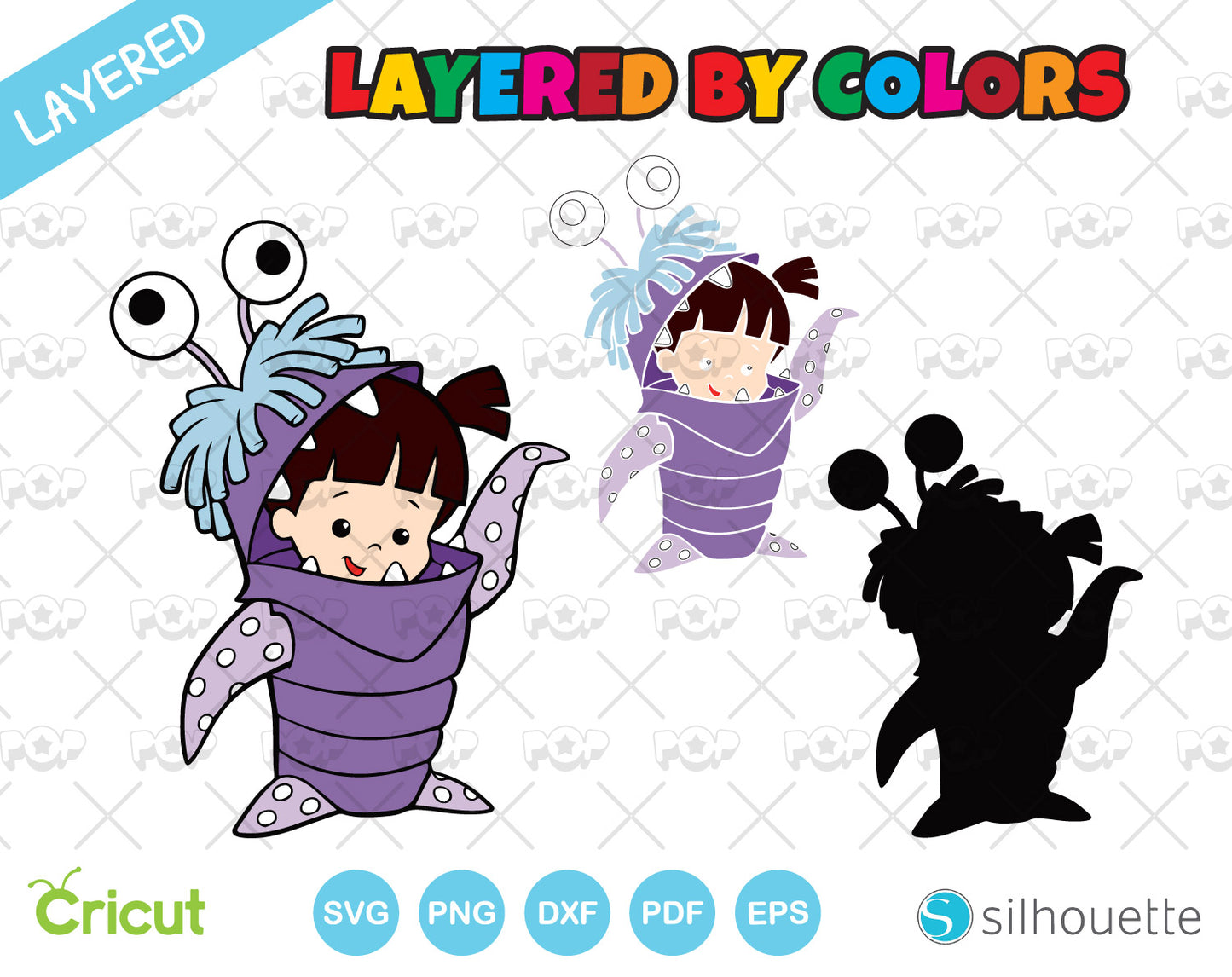 Monsters Inc clipart set, Monsters SVG cut files for Cricut / Silhouette, PNG DXF, instant download