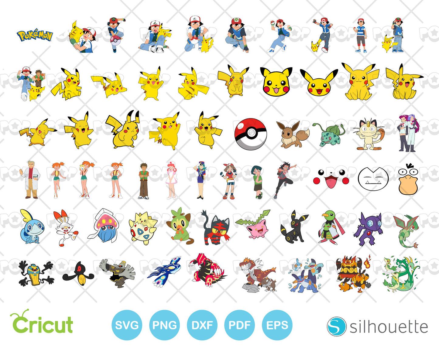 Pokemon 200+ cliparts bundle, SVG cut files for Cricut / Silhouette, PNG, DXF, instant download
