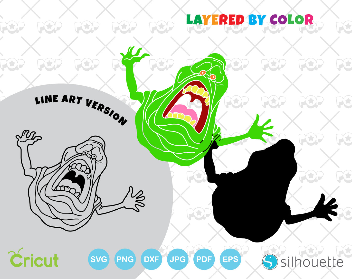 Ghostbusters Slimer clipart bundle, SVG cut files for Cricut / Silhouette, PNG DXF, instant download