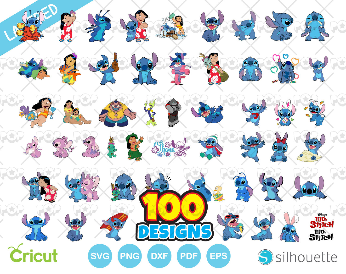 Lilo & Stitch clipart bundle, Lilo and Stitch SVG cut files for Cricut / Silhouette, PNG DXF, instant download