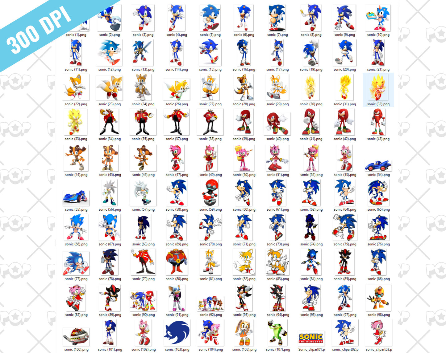Sonic 120 cliparts bundle, transparent PNG, designs for decoration / sublimation, instant download