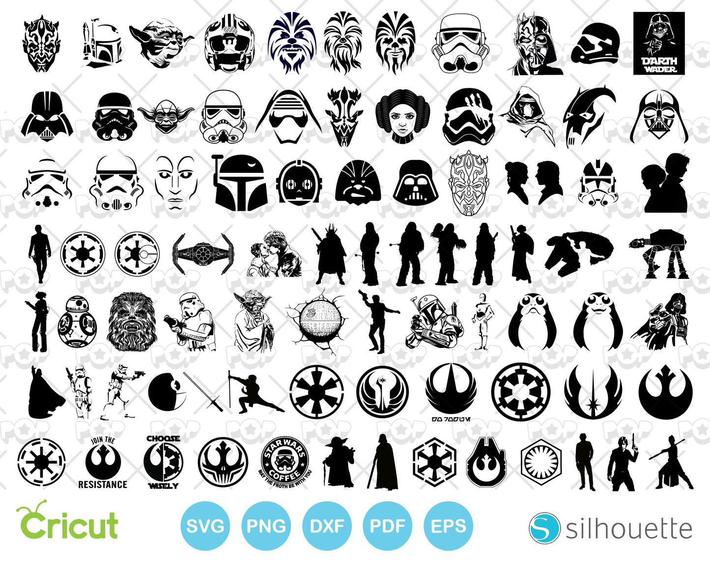 Star Wars mega clipart bundle, SVG cut files for Cricut / Silhouette, Star Wars designs for sublimation, instant download