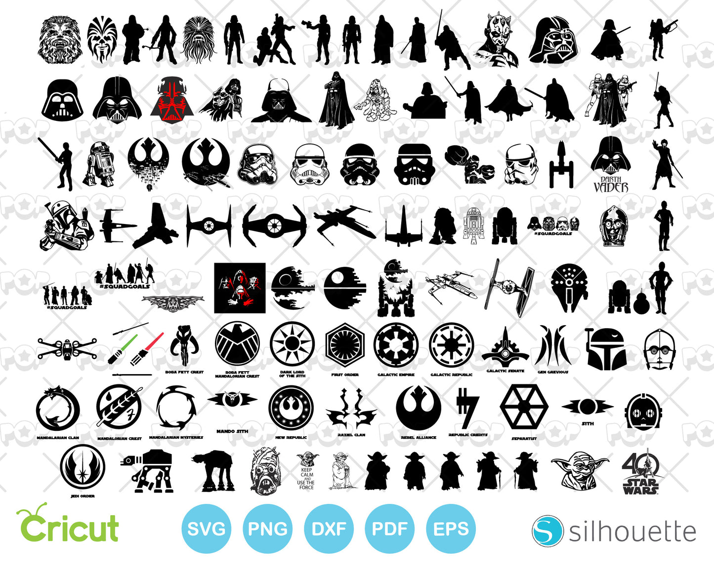 Star Wars mega clipart bundle, SVG cut files for Cricut / Silhouette, Star Wars designs for sublimation, instant download