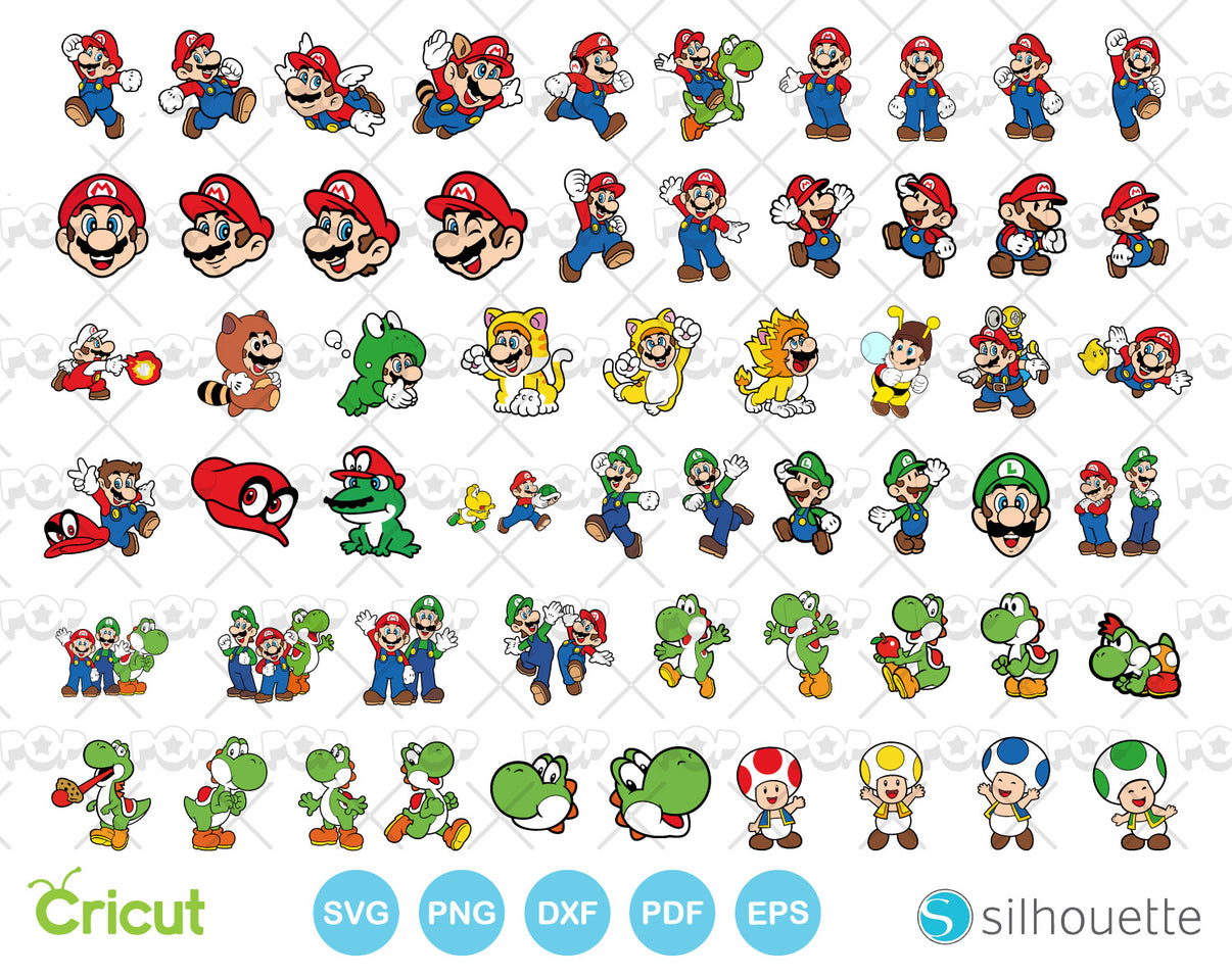 Super Mario clipart bundle, SVG cutting files for cricut silhouette ...