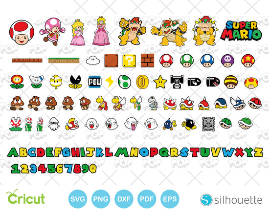 Super Mario clipart bundle, SVG cutting files for cricut silhouette ...