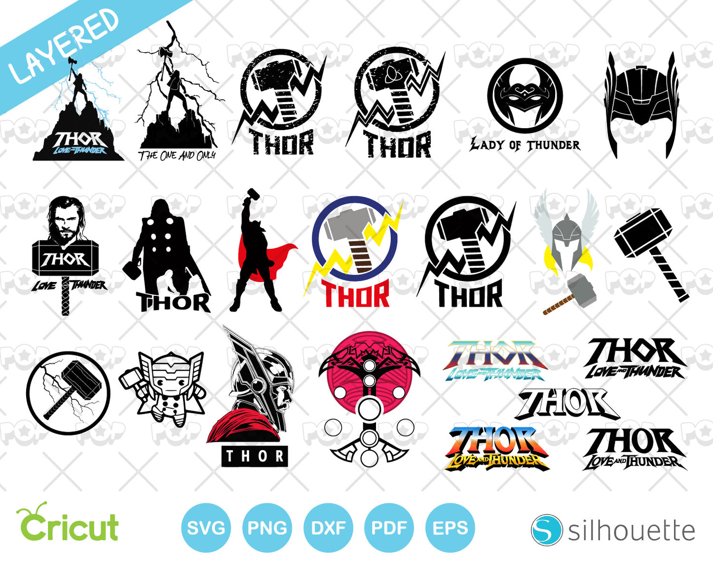 Thor Love and Thunder clipart set, SVG cut files for Cricut / Silhouette, Marvel SVG, Designs for sublimation